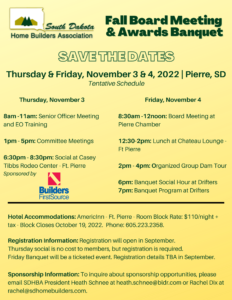 SDHBA 2022 Awards Meeting & Banquet Save the Dates