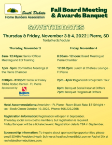 2022 Save the Dates - Fall Meeting & Banquet Schedule